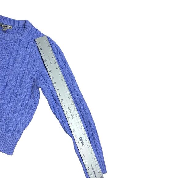J CREW Sweater M Lavender Cable-knit Puff-sleeve Crewneck  BS978 Fisherman - Picture 7 of 9